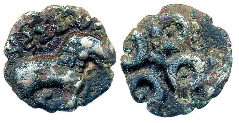 Satvahanas, Vasithiputa Siri Pulumavi, Potin, 2.39g, “Elephant” type, Obv: Elephant standi