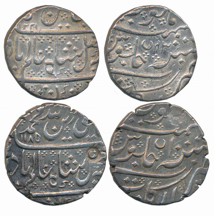 Arcot, Silver Rupees (2), 11.24g, 11.40g, in the name of Shah Alam II, AH 1185/ RY 10, AH 