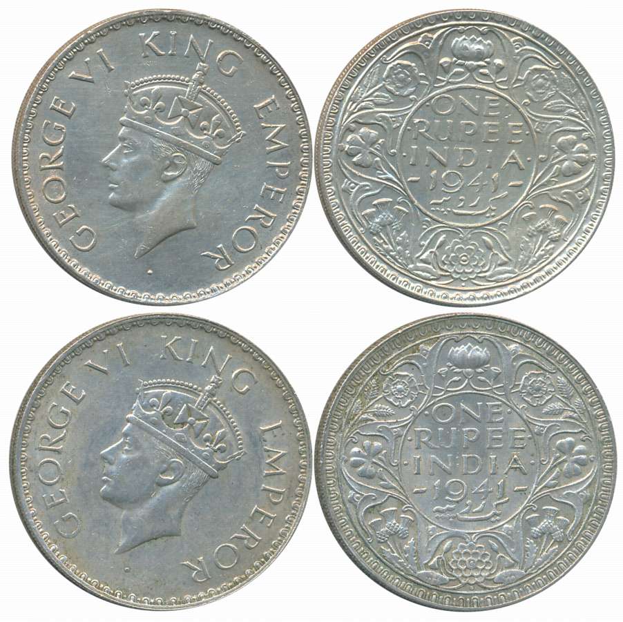George VI, Silver Rupees (2), Both different varieties, Bombay Mint, 1941, (A/I) bead larg