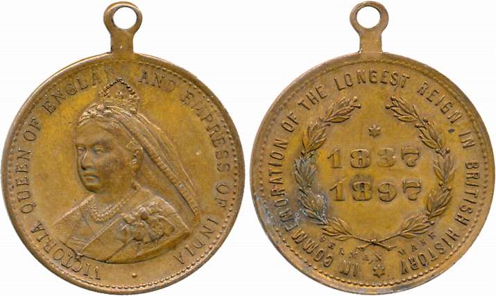 Victoria Queen of England & Empress of India Medal, 3.91g, 1837-1897. Very fine, rare.
