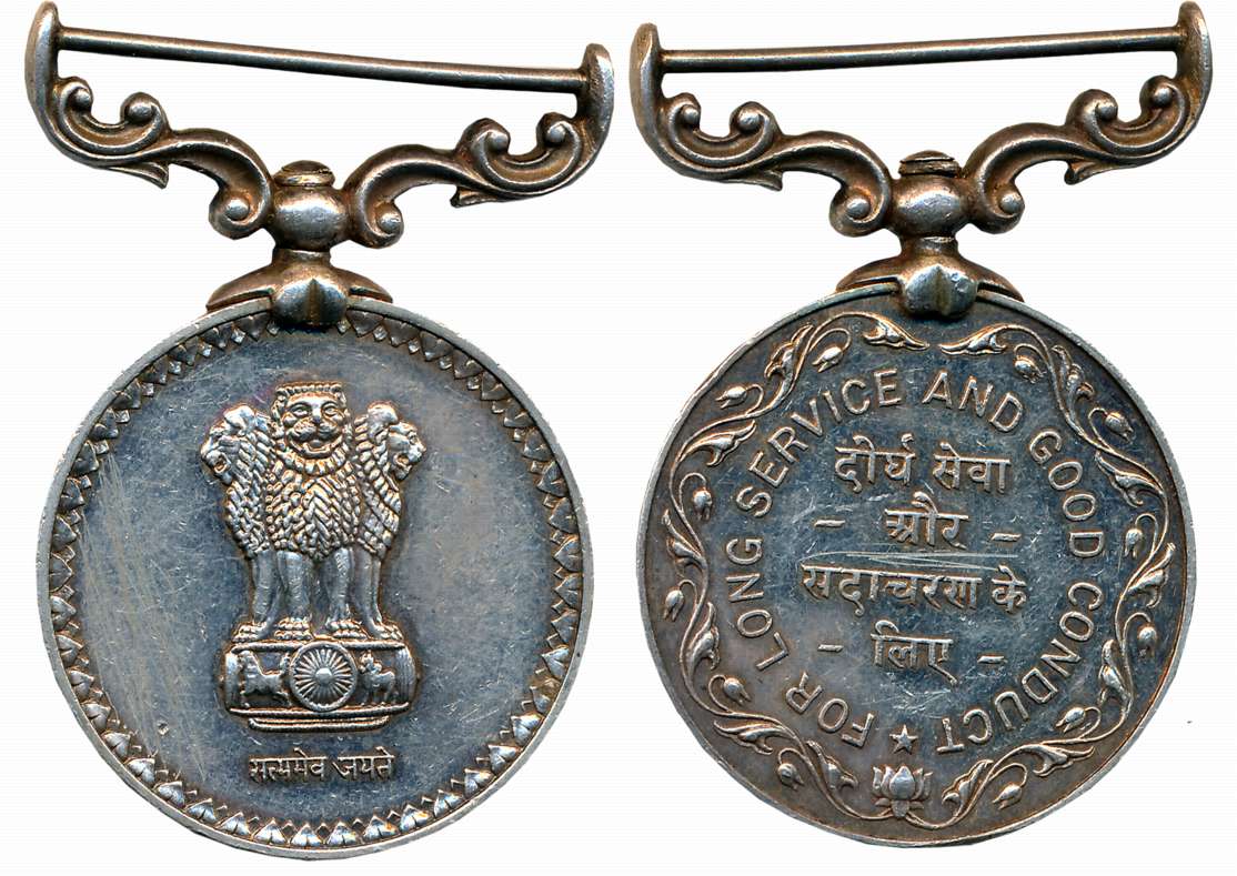 Republic of India, Silver, 38.60g, For Long Service and good Conduct, Awarded to “36732 PO
