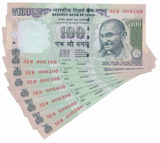 Rupees 100 (20), “G-64” “G-79”, Fancy Number- 000100 to 001000, Prefix 5/EM, 2009, 2012, S