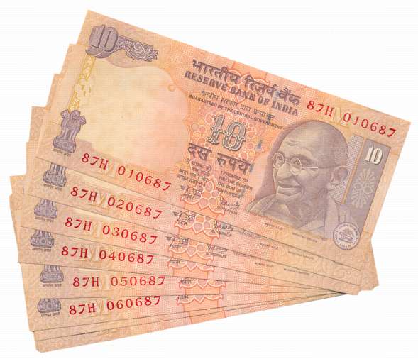 Rupees 10 (18), “D-70”, Fancy Number, Prefix 87/H, 2007, Signed Y. V. Reddy, Inset M. Abou