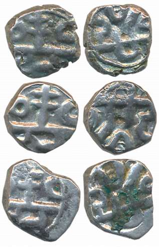 Vijaynagar Empire, Harihara II, Silver (3), 1.40g, 1.75g, 1.78g, Goa region, Obv: Sri Hari