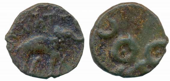 Satvahanas, Gautamiputra Satakarni, Potin, 3.06g, “Universal- Elephant” type, Obv: Elephan