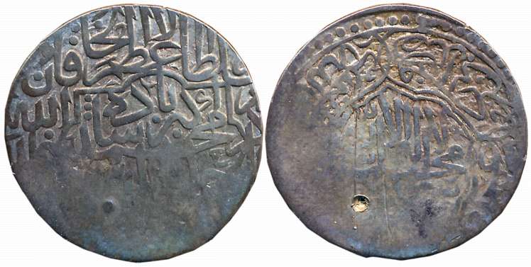 Akbar, Silver Shahrukhi, 4.63g, Lahore Mint (off flan), Obv: Kalima in double border carto