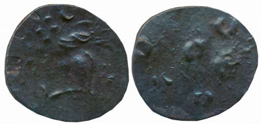 Laser Satavahanas of Banvasi region, Potin, 1.15g, Obv: Elephant facing right, Rev: Circle