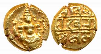 Vijaynagar Empire, Shri Rangaraya III, Gold Varaha- Hon, 3.36g, Obv: Lord Venkateshwara st