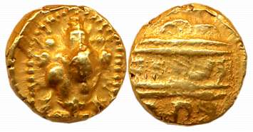 Vijaynagar, Vijaynagar Empire, Srirangaraya I, Gold Varaha- Hon, 3.38g, Obv: Lord Venkates