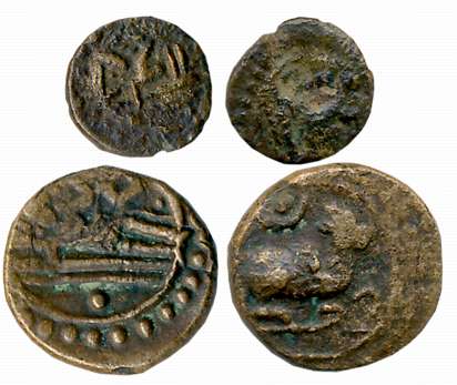 Venad Cheras, Copper (2), 1.92g, 0.48g, Obv: Lord Padmanabha- Ananthasayee Vishnu to left 