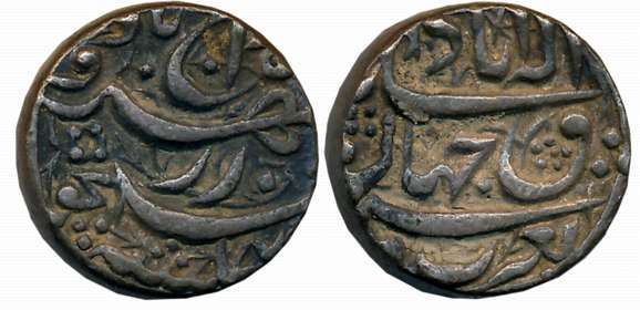 Akbar, Silver Rupee,11.39g, “So called rebellion issue”, Allahabad Mint (KM# 97.1). Extrem
