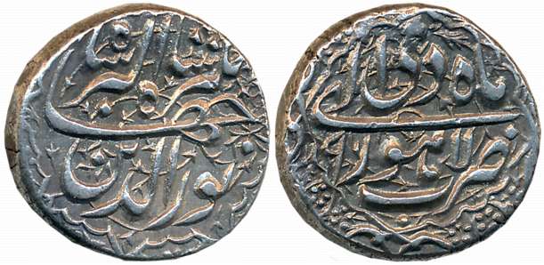 Jahangir, Silver Rupee, 11.30g, “Nur ud Din” type, Lahore Mint, Ilahi Month Di, RY 9 (KM# 
