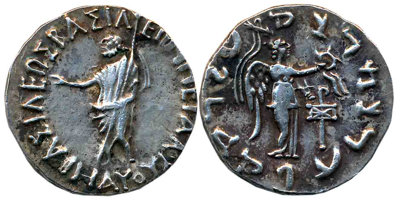 Indo Scythian, Mauses, Silver Tetradrachm, 9.79g, Obv: Greek God Zeus standing to left wit
