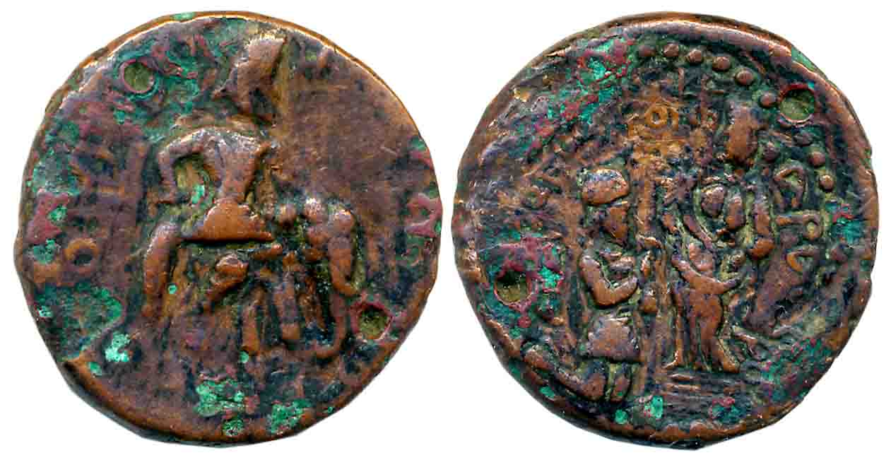 Kushan, Huvishka, Copper Tetradrachm,11.04g, “Elephant rider” type, struck at Main Mint in
