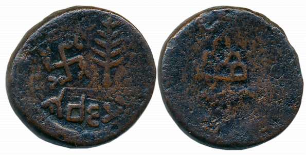 Tribal, Sibi Janpada, Copper, 5.97g, Obv: Swastika with Taurine- ants, Tree within round b