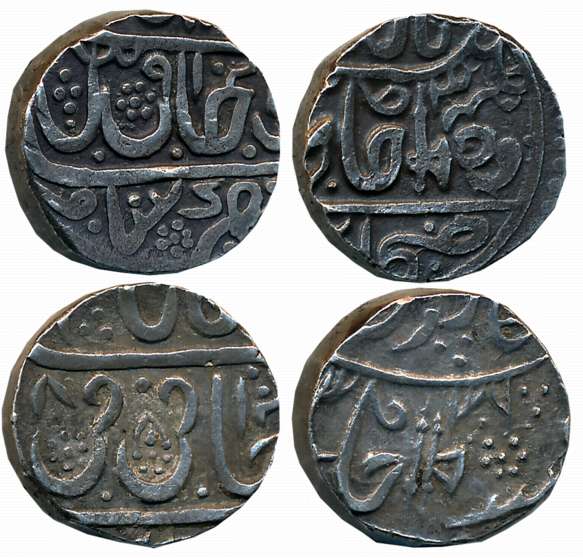 Silver Rupees (2), 10.71g, 10.81g, “Jean Baptiste Filose” issue, Seorha or Sabalgarh Mint,