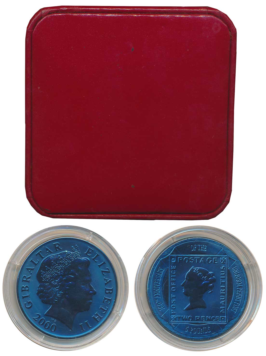 Gibraltar, Titanium (blue tone), 5 Ponds, 10.00g, Pobjoy Mint, “160th Anniversary of the U