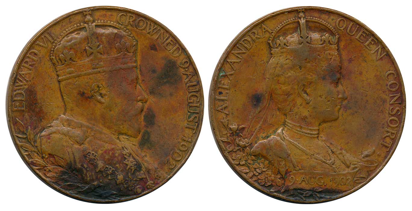 Edward VII, Coronation Medal, Bronze, 80.32g, 9 August 1902, Obv: Bust of the Emperor Edwa