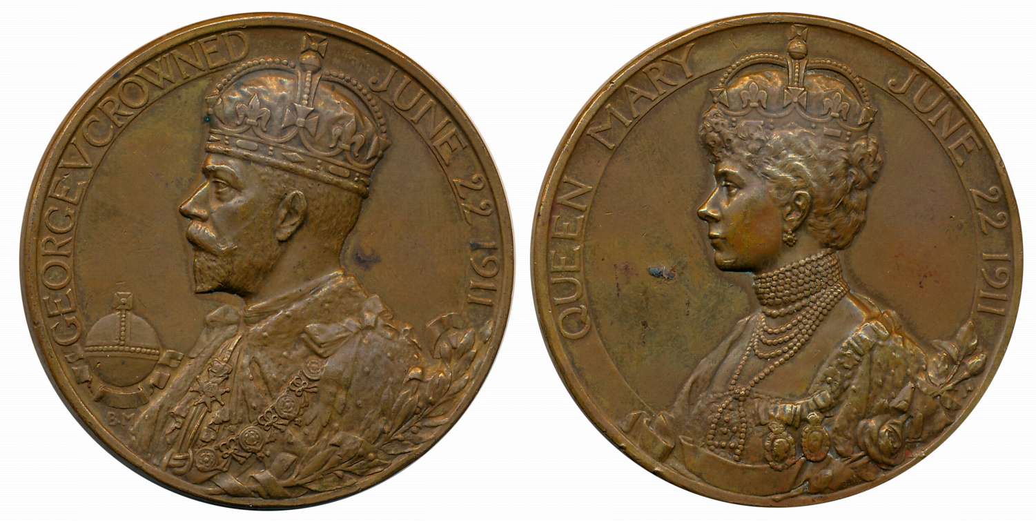 George V, Coronation Medal, Copper, 75.93g, 1911, Obv: Bust of King George V. Very fine.