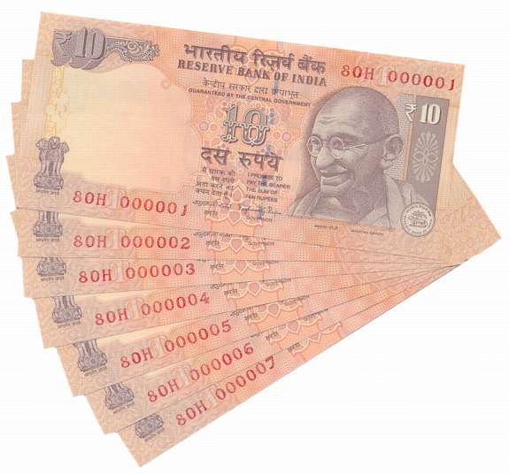 Rupees 10 (18), Fancy Number- 000001 to 000010, Prefix 80/H, “D-102”, 2013, Signed D. Subb