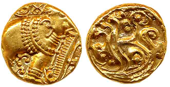 Gangas of Talakadu, Gold Gajapati Varaha, 3.93g, Obv: An ornate Elephant standing to right