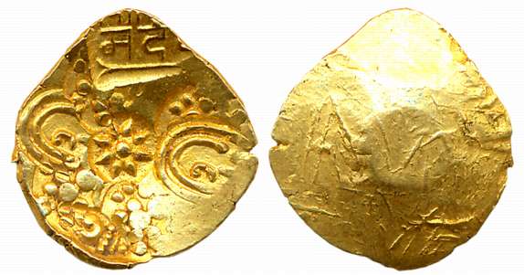 Yadavas of Devagiri, Bhillama V, Gold Padma Tanka, 3.75g, Uniface, Early series, Nine punc