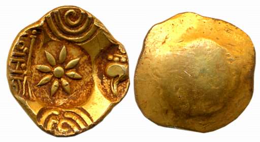 Yadavas of Devagiri, Ramachandra Deva Gold, Gadyana- Padma Tanka, 3.80g, Broad flan, Unifa