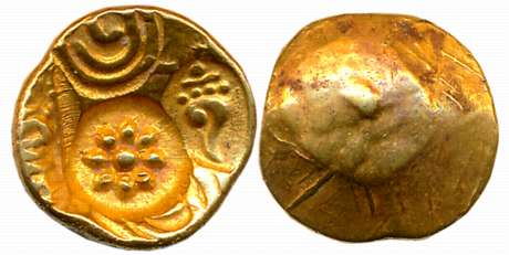 Yadavas of Devagiri, Singhan Deva, Gold Padma Tanka, 3.84g, Uniface, Punch Marked, Lotus i
