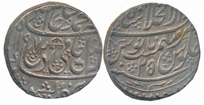 Shah Alam II, Silver Rupee, 11.27g, Dar ul Khilafat Shahjahanabad Mint, AH 1197/ RY 25, Pa