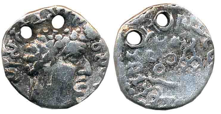 Satavahanas, Vasishthiputra Sri Satakarni, Silver Drachma, 1.99g, “Portrait” type, Obv: Bu