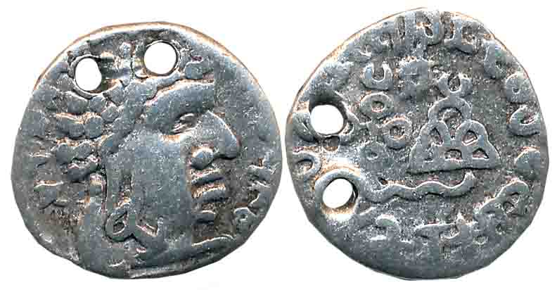 Satvahanas, Vasishthiputra Sri Pulumavi, Silver Drachma, 2.25g, Portrait type, Obv: Bust w