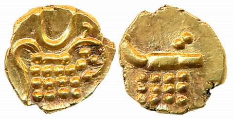 Gold Fanam, 0.39g (KM# 7). Extremely fine.