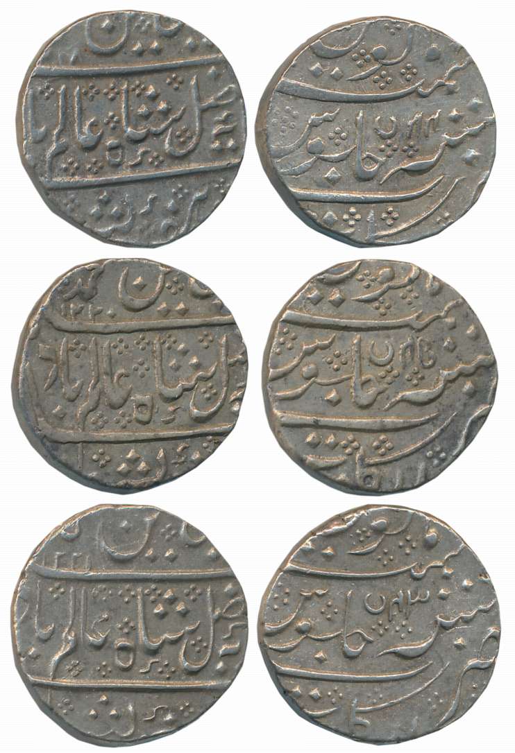 Arcot, Silver Rupees (3), in the name of Shah Alam II, AH 1218/ RY 44, AH 1220/ RY 45, AH 