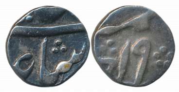 Murshidabad, Silver 1/8 Rupee- 1 Anna, 1.39g, in the name of Shah Alam II, RY 19. Very fin