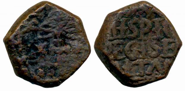 Copper Pice, 13.37g, Obv: Large crown with a start either side, Rev: Legend in four lines 