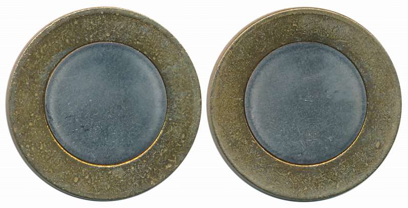Nickle Bronze, Rupees 10, Error- Blank on both sides.
