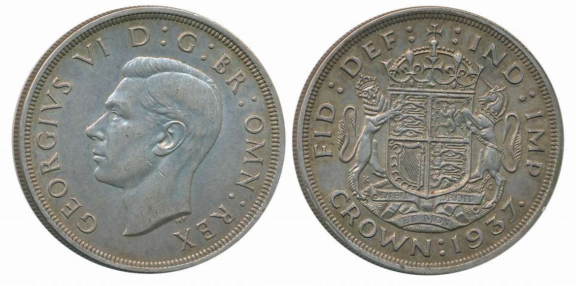 Great Britain, George VI, Silver 1 Crown, 28.28g, “Coronation of King George VI, 1937”, Ro