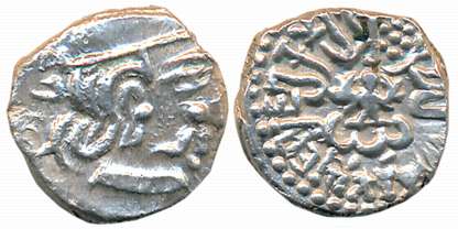 Guptas, Kumar Gupta I, Silver Drachma, 2.15g, “Garuda” type, Obv: Bust of King facing righ