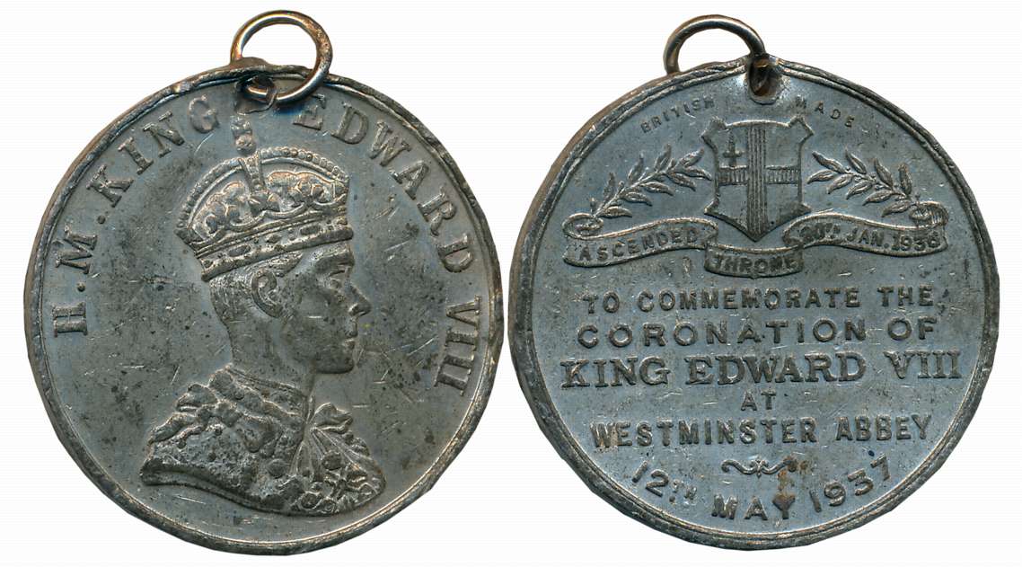 Edward VIII, Coronation Medal, White Metal, 20.00g, Obv: Kings profile head to right, lege