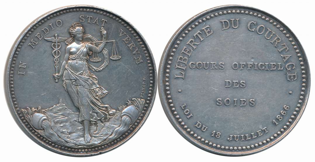 France, Silver, 20.86g, Commemorative of the Law granting freedom of trade, Obv: Female fi
