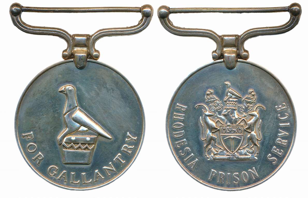 Rhodesia, Silver Prison Medal, Specimen, 32.21g, Obv: Coat of arms of Rhodesia, legend “Rh