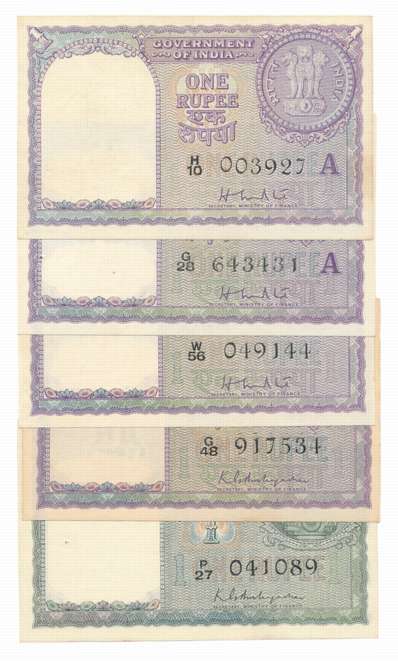 Rupee 1 (59), 1950 to 2017, except “A-1” K. R. K. Menon, 1949, “A-10” L K Jha, B inset, 19