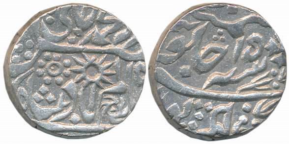 Silver Rupee, 11.20g, in the name of Shah Alam II, RY 15, Stephen cross & cross Trishul as
