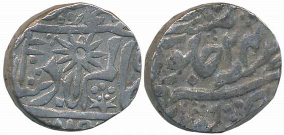 Silver Rupee, 11.01g, in the name of Shah Alam II, RY 24, Flag- Pataka as mint mark on Obv