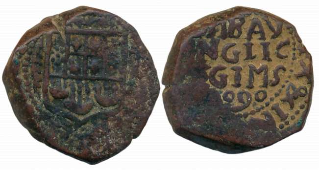 Copper Copperoon, 13.68g, Bombay Mint, Obv: Legend “HON: SOC: ANG: IND: ORI”, Rev: Legend 