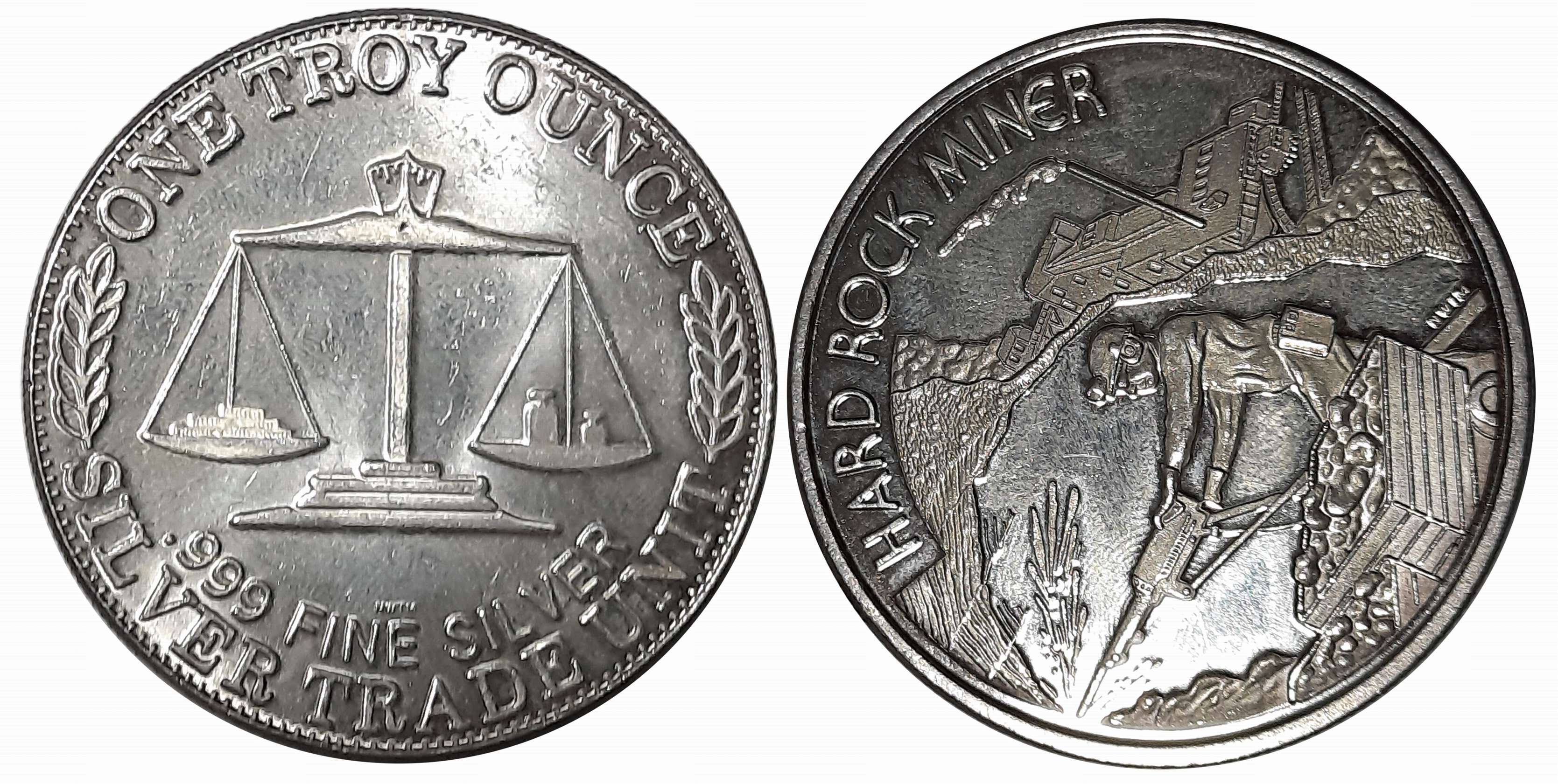 USA Silver (999) Bullion Coin, 31.10 g, One Troy Ounce Uncirculated.