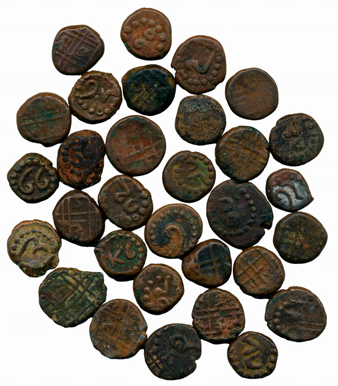 Anonymous, Copper Kasu (31), Kanarese numeric coins, Obv: Numerical in kannada within dott