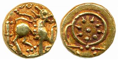 Hoysalas Feudatories, early 14th century CE, Anonymous, Gold Gadyana, 3.52g, Obv: Lion wit