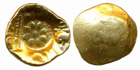 Yadavas of Devagiri, Krishna- Kanahara Deva, Gold Punch Marked Gadyan- Padma Tanka, 3.79g,