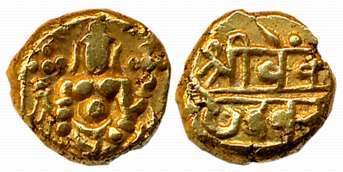 Vijaynagar Empire, Shri Rangaraya III, Gold Varaha- Hon, 3.36g, Obv: Lord Venkateshwara st